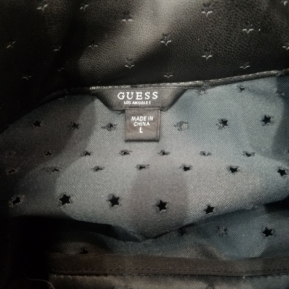 NWT GUESS Vegan Leather Moto Jacket Black Size Large - Picture 8 of 8